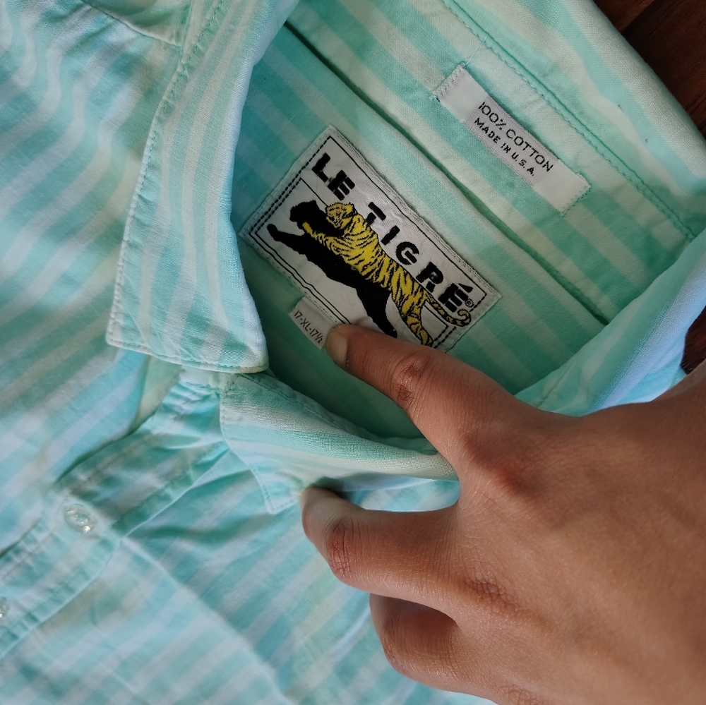 Le Tigre Aqua Striped Casual Button Down Shirt - Picture 4 of 5